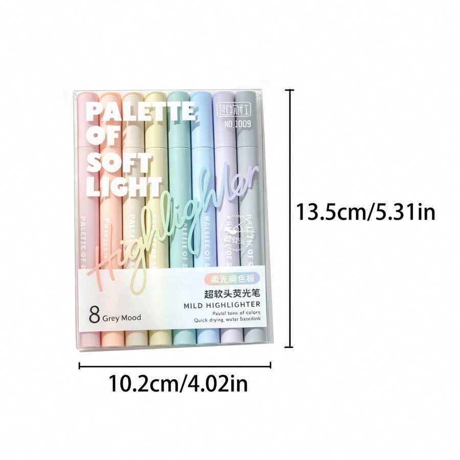 16pcs Soft Color Fluorescent Markers, 8 Colors, Axe-Shaped Ultra-Soft Tip, Quick-Drying Ink, Suitable For Textbook Highlighting, Planner Marking, Art Painting - Sets - View 1