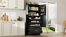 Black Sideboard With Extendable Shelves - Dining Room Furniture - Black - View 3