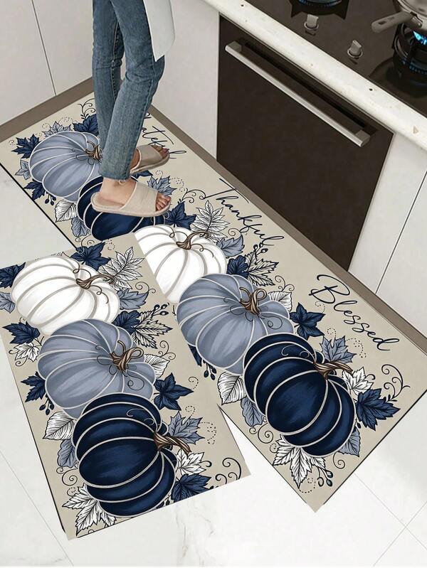 1/2pcs Autumn Thanksgiving Multi-Color Pumpkin Pattern, Doormat Outdoor Welcome Mat Carpet Autumn Floor Mat Thanksgiving Front Door Mat
