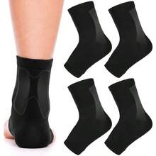 2 Pairs Padded Skate Socks Skating Socks Lace Bite Gel Pads Ankle Malleolar Sleeves Guards Front Foot Shin Achilles Tendon Heel - Black + Achilles - View 1