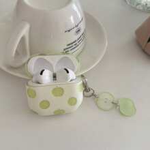 Fashion Creative Translucent Green Apple Pendant Earphone Case Compatible With Airpods 5th Gen New Cute Earphone Cover Apple Airpodspro 3 Protective Case Airpodspro 2/Pro Korean Style Earphone Case 3 Girls Earphone Case 1/2 Protective Cover Spring/Summer Earphone Case Birthday Gift Holiday Gift - Green - View 3