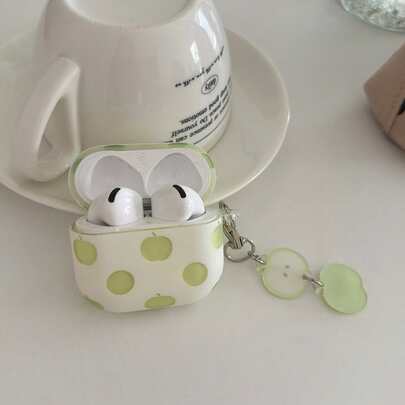 Fashion Creative Translucent Green Apple With Pendant Earphone Case Suitable For Airpods 4th Generation Cute Earphone Cover Apple 2nd Generation 3rd Generation New Protective Case Pendant Airpodspro 3 Korean Style Earphone Case Pro 2 Girls Earphone Case Protective Cover Spring Summer Earphone Case Birthday Gift Holiday Gift