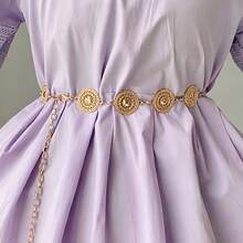 1pc Women's High-End Waist Chain Belt Accessory, Decorative Hollow Metal Waist Chain For Skirts, Niche Design - Gold - View 6