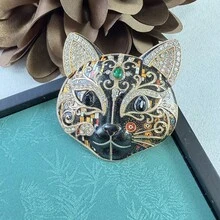 奢華多色貓頭動物造型胸針 男女通用時尚胸針 珠寶派對飾品禮物 - S6 - 查看 10