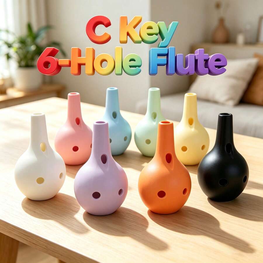 1pc 6-Hole C-Key Ocarina, Macaron Colorful 3D Printed Resin Mini Ocarina, Portable Musical Instrument, Beginner Music Toy, Creative Gift For Students And Music Lovers For Home Practice And Classroom Performance - Multicolor - View 1