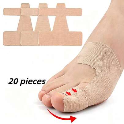 QKC 20pcs Beige Toe Protectors, Prevent Toe Splay, Firm Fit To Feet, Reduce Friction, Effectively Disperse Forefoot Pressure, Make Walking More Comfortable