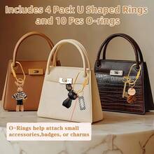4pcs Brass Key Ring Bulk Pack, Gold Key Chain Organizer With Secure Screw Lock, Unisex Key Fob Pendant, Small Carabiner, Suitable For Wallet, Dog Leash And Pet Tags - Multicolor - View 4