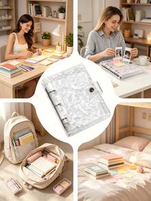 1pc Water Ripple Transparent Loose-Leaf Photo Album, Acrylic Transparent Storage Folder, Durable Material, Loose-Leaf Cover; Can Be Used As Notebook, Planner, Card Storage Album, Sticker Book, Photo Album, Stationery Gift, Suitable For Girls; Back To School, Halloween Gift Choice - Ring Binder - View 10