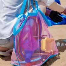 1/3pcs Bright Color Mesh Beach Tote Bag, Lightweight, Adjustable Shoulder Strap, Foldable Design, Water-Draining, Breathable, Sand-Proof, Large Capacity, Portable, Easy To Clean, Lightweight, Storage, Sand-Proof, Durable, Foldable, Quick-Dry Mesh Bag, Large Capacity Beach Storage, Wear-Resistant, Anti-Snag, Lightweight And Portable, Suitable For Back To School Season,Back To School - Multicolor - View 8
