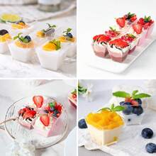 25/50/100pcs 2oz/60ml Clear Plastic Mini Dessert Cups With Spoons, Mini Square Dessert Bowls, Suitable For Appetizers, Tasting - Multicolor - View 9