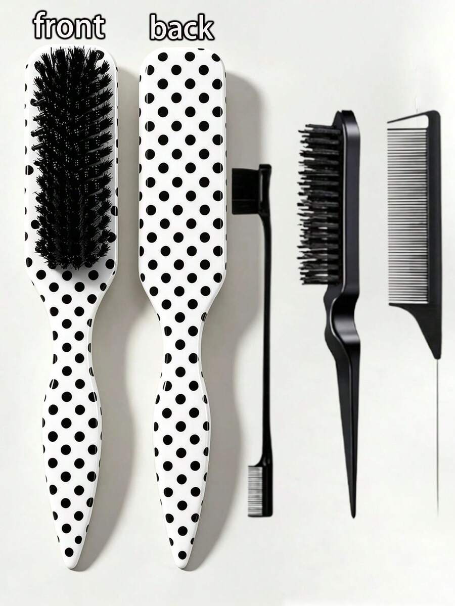 1-4pcs Set Hair Brush Beard Brush Unisex Styling Brush PP Material Fragrance-Free Edge Brush Suitable For Thick Hair Create Smooth Ponytail Bun Smooth Frizz Control Hairline Backcombing And Voluminous Styling Travel Essential Cruise Essential Holiday Essential Also Gift For Women Bridesmaid Gift Wedding Gift Teacher Gift Summer New Style