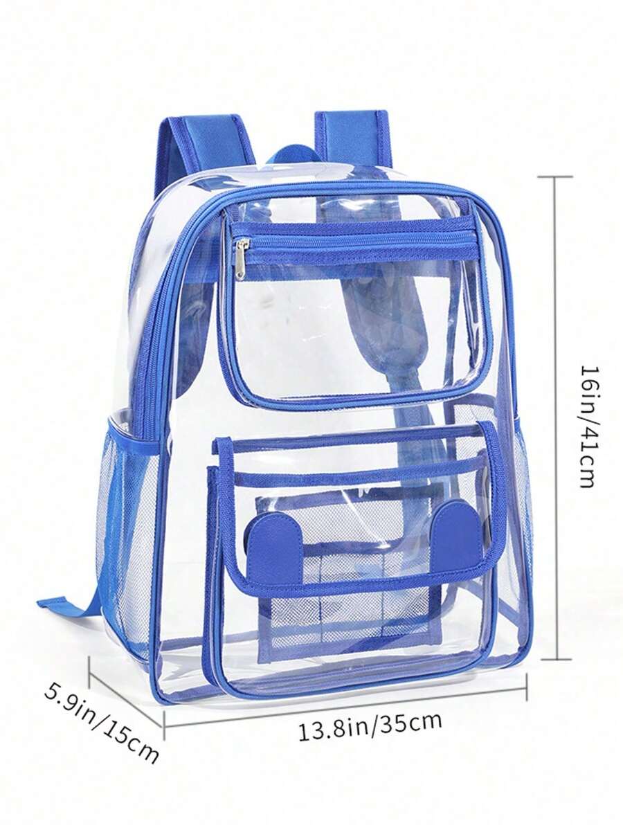 Mochila Transparente de PVC Portátil, Bolsa Impermeable de Gran Capacidad conúltiples Compartimentos, Casual y Deportiva, Apta para Conciertos, Festivales deúsica, Deportes, Playa, Picnic y Actividades al Aire Libre, Unisex