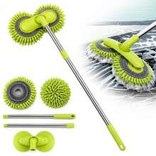 5-Piece Set (2-Section Pole + Plastic Mop Head + 2 Cloth Heads) 2 Section Dual Head Car Wash Mop, 360° Rotating Chenille Microfiber Car Cleaning Brush With Detachable Long Handle, Multi-Surface Wash Mop For Cars, SUVs, RVs & Trucks - Car Detailing Brush - View 7