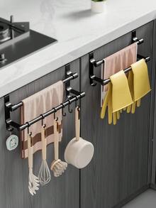 1pc Over-The-Door Towel Rack: Easy To Install,Great For Hanging Towels,Spoons And Utensils.Practical Hook-Style Storage Rack,Designed For Cabinet Doors,Perfect For Keeping Kitchen And Bathroom Organized And Tidy. - Multicolor - View 2