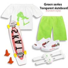 Mini Finger Skateboard Set With Skateboard Clothes And Shoes, Transparent Finger Skateboard, Creative New Mini Skateboard, Mini Finger Shoes And Pants, Random Skateboard Style - Multicolor - View 15