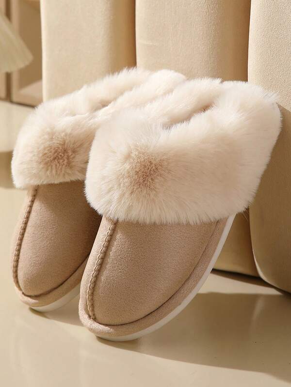 Winter Closed-Toe Plush Slippers For Women And Men, Thick Warm Fuzzy House Shoes, Comfortable Lightweight Indoor/Outdoor Floor Slippers For Couples