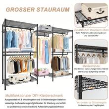 Perchero Negro Resistente - Estantería de Ropa Ajustable y Portátil - Negro - Ver 3
