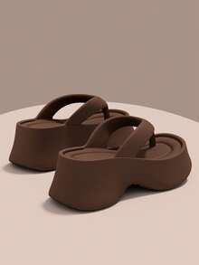 7cm Thick Platform Flip Flops Women's 2026 New Summer Versatile Beach Sandals - Coffee - View 7