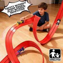 Extra Long Flexible Bendable DIY Track Racing Toy With Strong Suction Cups For Wall And Tabletop Secure Mounting, Dual Track 2-Player Competitive Racing, Customizable 360° Loop Stunt Track, Smooth Burr-Free Material, Parent-Child Interactive Educational Sliding Car, Space Imagination Training Gift For Boys - Multicolor - View 2