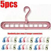 9-Hole Hanger Set With Hanger Connectors | Non-Slip Space-Saving Closet Organizer, Suitable For Shirts, Pants, Etc., Multi-Functional Storage Rack, Suitable For Home Or Dorm Use, Clothing Organization, Plastic Material - Multicolor - View 25