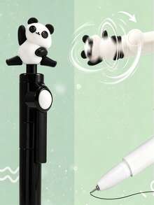 2/1pc New Cartoon Clickable Neutral Pens Multi-Pack, 0.5mm Black Cute Student Stationery, Back To School Essential Chi, First Day Of School - Multicolor - View 3