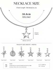 Yanxyad 6PCS Y2K Star Vortex Sun Pentagram Necklace Set For Women Men – Retro Grunge Gothic Chain Jewelry - Silver - View 6