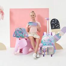 Girls' Rolling Backpack With Handle, 3-Piece Children's Luggage Set, Includes Pencil Case And Crossbody Bag, Suitable For Back To School Season - X4 Girls Trolley - View 8