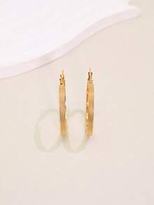 1 Pair Daily Commute Versatile Fine Texture Large Hoop Earrings Women Round Plain Hoop Ear Cuffs - One Size - View 4