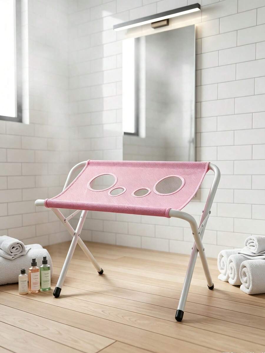 1pc Pet Bathing Rack Mesh Bath Station, Foldable Metal Structure With Quick-Dry Surface And Fixing Straps, Suitable For Pet Bathing Care, Travel Grooming, Pet Bathing Maintenance - Multicolor - View 1