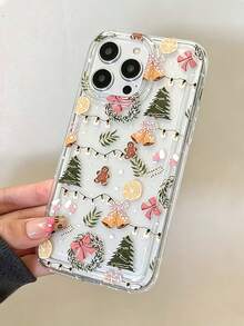 1pc Fashion Cute Christmas Gingerbread Man Christmas Tree White Heart Pattern Transparent Phone Case Protective Cover Compatible With Iphone 18/18Pro/18ProMax/17/17Pro/17ProMax/16/16Pro/16ProMax/15/15Pro/15ProMax/14/13/12/11 Series Phone Protective Case Couple Phone Case Boyfriend/Girlfriend Gift Holiday Gift - Clear - View 4