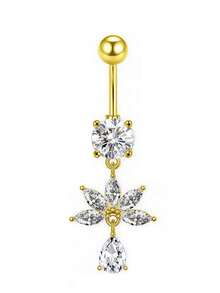 Belly Button Ring Dangle Hypoallergenic Stainless Steel Belly Rings For Women CZ Pearl Heart Butterfly Bow Flower Navel Piercing Jewelry Navel Ring - Butterfly - View 11