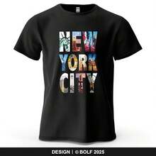 NYC Vibes bedrucktes T-Shirt für Herren, 100% Baumwolle, Oversized urbane Grafik T-Shirts für Damen, lässige T-Shirts, Streetwear. - Form - Übersicht 1