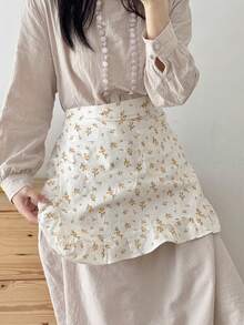 女款花卉腰圍圍裙，適用於花店、烘焙、居家廚房、工作服 - 彩色 - 查看 1
