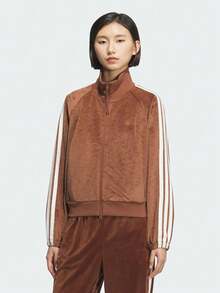 Adidas Jaket Rajut Tanpa Kerah Wanita Ukuran S VL JKT KC0175 - Coklat - View 1