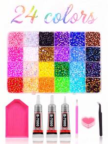 ZUI DREAM Rhinestone Set, 48,000-15,000pcs Y2K Resin Jelly Flat Back Rhinestones, 48 Colors 3mm Rhinestone Set, Includes 3 Bottles Of B7000 Glue And Tools, Suitable For DIY Diamond Painting Crafts - Rhinestones - View 7