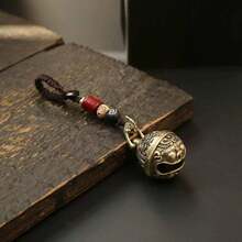 2pcs Brass Copper Bell Lion Dragon Small Bell Pendant, Keychain Ring Hanging Rope, For Men - Multicolor - View 6