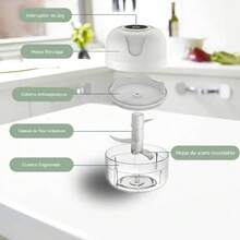 [Licuadora de alimentos]Mini Procesador de Alimentos Eléctrico Picador de Ajo de 250ml, Triturador Portátil Recargable USB para Cocina, YRQC - Blanco - Ver 9