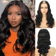 U Part Body Wave Human Hair Half Wigs Glueless For No Sew In No Leave Out 180% Density U Part Body Wave Wig Human Hair Natural Black Color 100% Human Hair Glueless - Natural Black - View 10