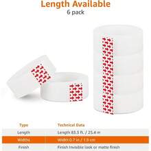 Basics Matte Finish Tape, Pack Of 6, 3/4 Inch Widex 1000 Inches (27.8 Yards) Long, Translucent - 1.9 cm X 25.4 M + Love - View 6