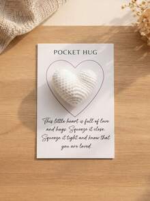 Personalized Pocket Hug Heart Card With Custom Text, Tiny Knitted Heart Keepsake. Sweet Comforting Gift For Long Distance Friends, Family And Partners, Ideal Encouragement Souvenir For Every Meaningful Moment. - Multicolor - View 11