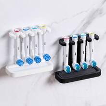 1pc Electric Toothbrush Head Holder, Multi-Slot Toothbrush Head Storage Rack, With Adhesive Back, Replacement Brush Head Organizer, Electric Toothbrush Head Storage Rack, Suitable For Home Use, Durable Plastic, Bathroom Countertop Storage - Multicolor - View 1