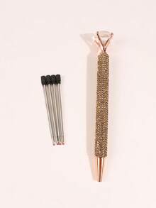 5pcs (1 Pen + 4 Refills) Luxury Rhinestone Ballpoint Pen Set, Sparkling Artificial Diamonds, Creative Gift Writing Pen, Fashionab, First Day Of School - Multicolor - View 9