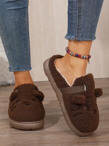 WTKMRSSTEP Women's Minimalist Lightweight Fuzzy Closed-Toe Slippers, Versatile For Indoor And Outdoor Wear, Autumn/Winter - Coffee Brown - View 4