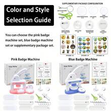 1 Set Badge Making Machine,55mm (2.16" ) DIY Pin Button Maker With 48 Patterns & Button Parts,Portable Multi-Functional Creative Press Machine Badge Punch Kit With Circle Cutter,Ideal Arts & Crafts Gift For Party,Installation-Free - Multicolor - View 10