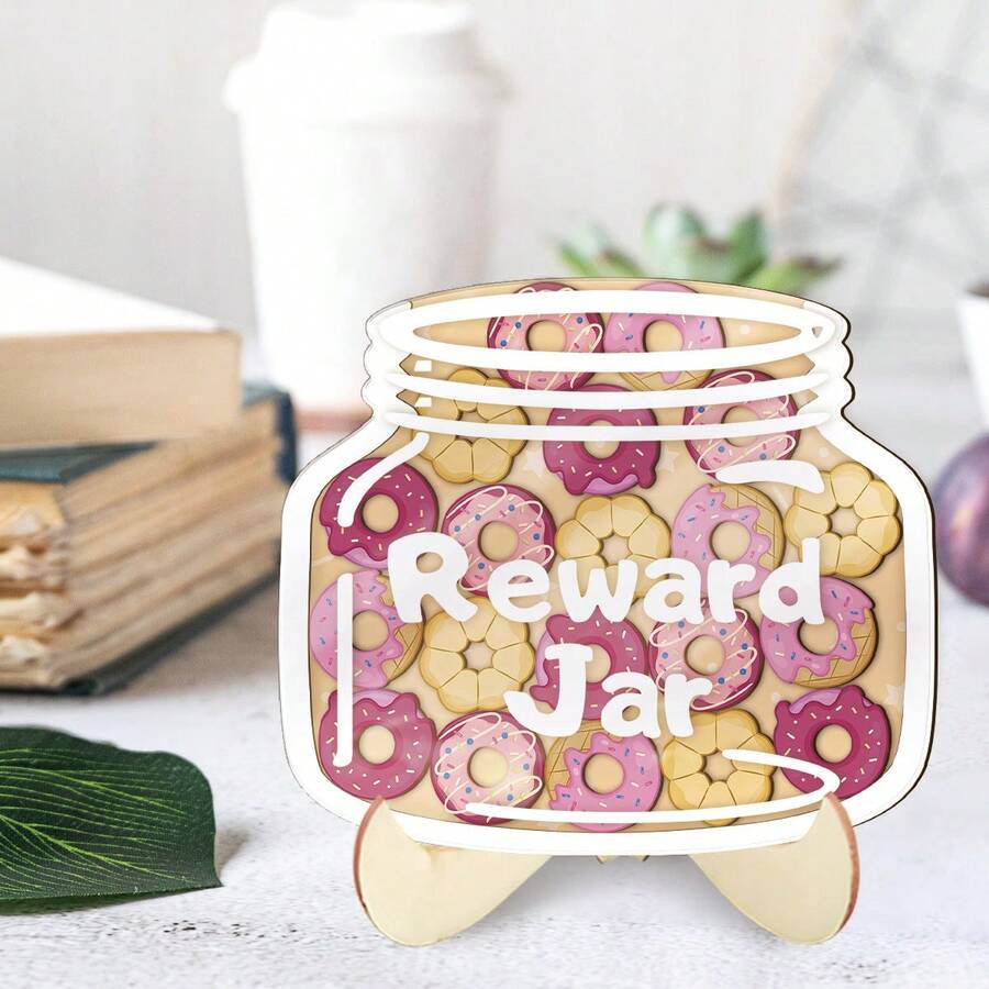 Reward Jar Desktop Decor, With Donut Elements, Suitable For Classroom Rewards, Back To School Decor, And Creative Gifts For Thanksgiving And Christmas. - Classic - View 1