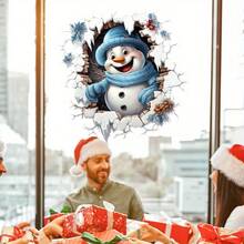 1pc Christmas Tree & Snowman Wall Decal Sticker, Self-Adhesive Removable PVC Material, Suitable For Living Room, Bedroom, Study Glass, Home Decor, Christmas Decoration - A - View 8