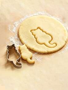 1pc Cat Shaped Stainless Steel Cookie Cutter, Cute Kitten Biscuit Cake Mold, Candy Sandwich Bread Cake Baking Tool, Suitable For Baking Pastry DIY Decoration, Kitchen Baking Tools Accessories - Multicolor - View 3