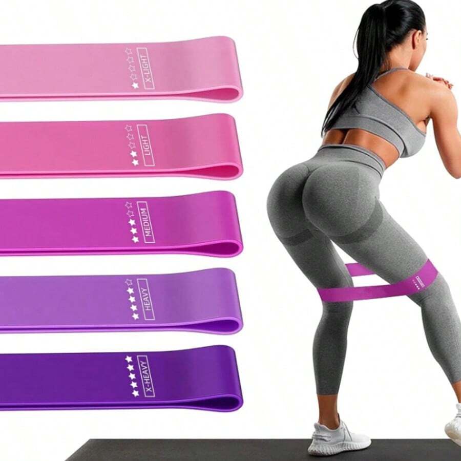5pcs Resistance Bands Set, Perfect For Improving Flexibility And Mobility, Suitable For Yoga, Pilates, Also For Resistance Training In Gymnastics And Dance, Gym Dumbbell Training - Resistance Bands - View 1