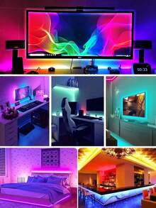 1 捲多規格 RGB LED 燈條 (16.4-98 英尺)，數據線按鈕直接控制，無遙控器，豐富色彩，適用於客廳、臥室 / 電視背景 / 辦公桌底部及更多場景，開齋節禮物，家居裝飾，派對氛圍布置首選！ - USB-三鍵控制器 - 查看 3
