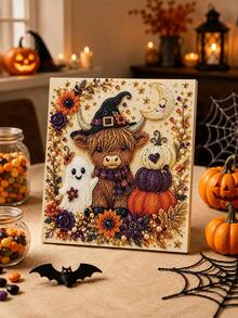 Halloween 3D Pearl Art Kit, Adult Diamond Craft | Spooky Cute 3D Art, Autumn Wall Decor, Beginner-Friendly DIY Set, Complete Craft Kit, Fun Family Activity - Highland Cow - View 1